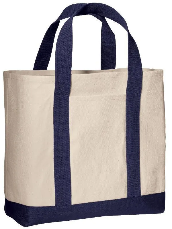 12 ct Heavy Canvas Twill Two Tone Shopping Tote Bag - By Dozen