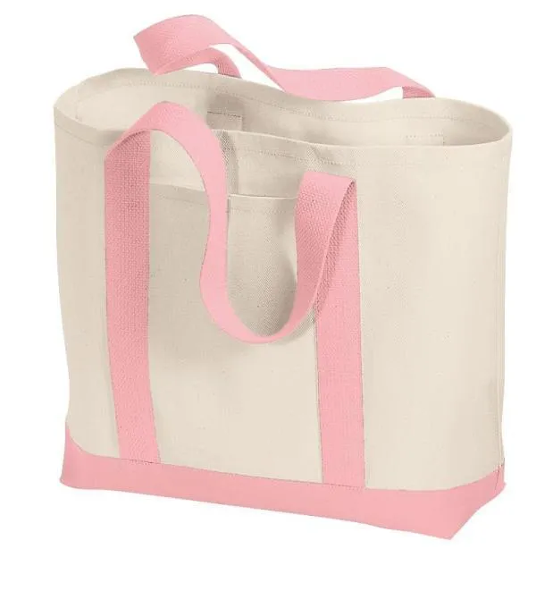 12 ct Heavy Canvas Twill Two Tone Shopping Tote Bag - By Dozen