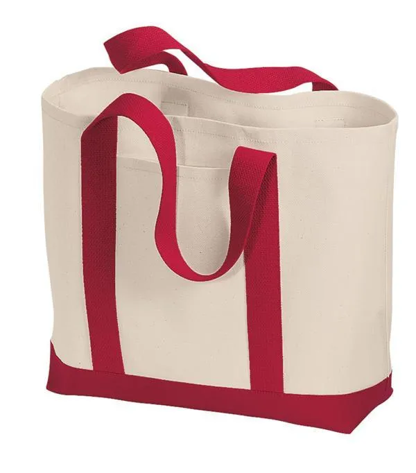 12 ct Heavy Canvas Twill Two Tone Shopping Tote Bag - By Dozen