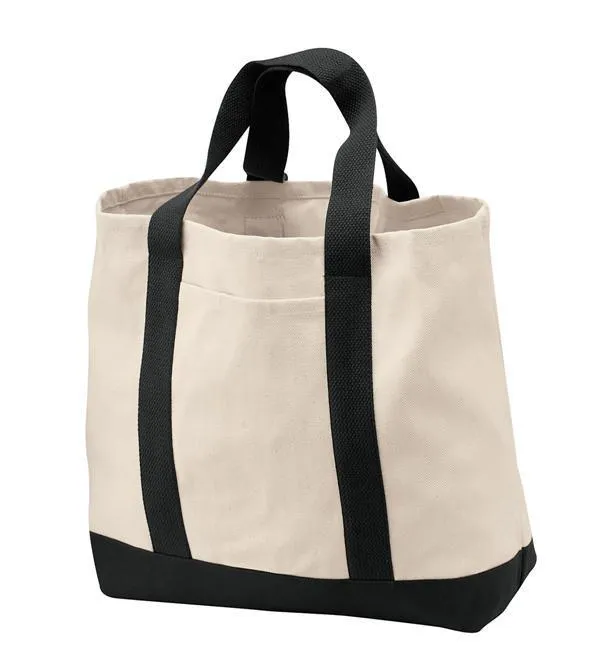 12 ct Heavy Canvas Twill Two Tone Shopping Tote Bag - By Dozen