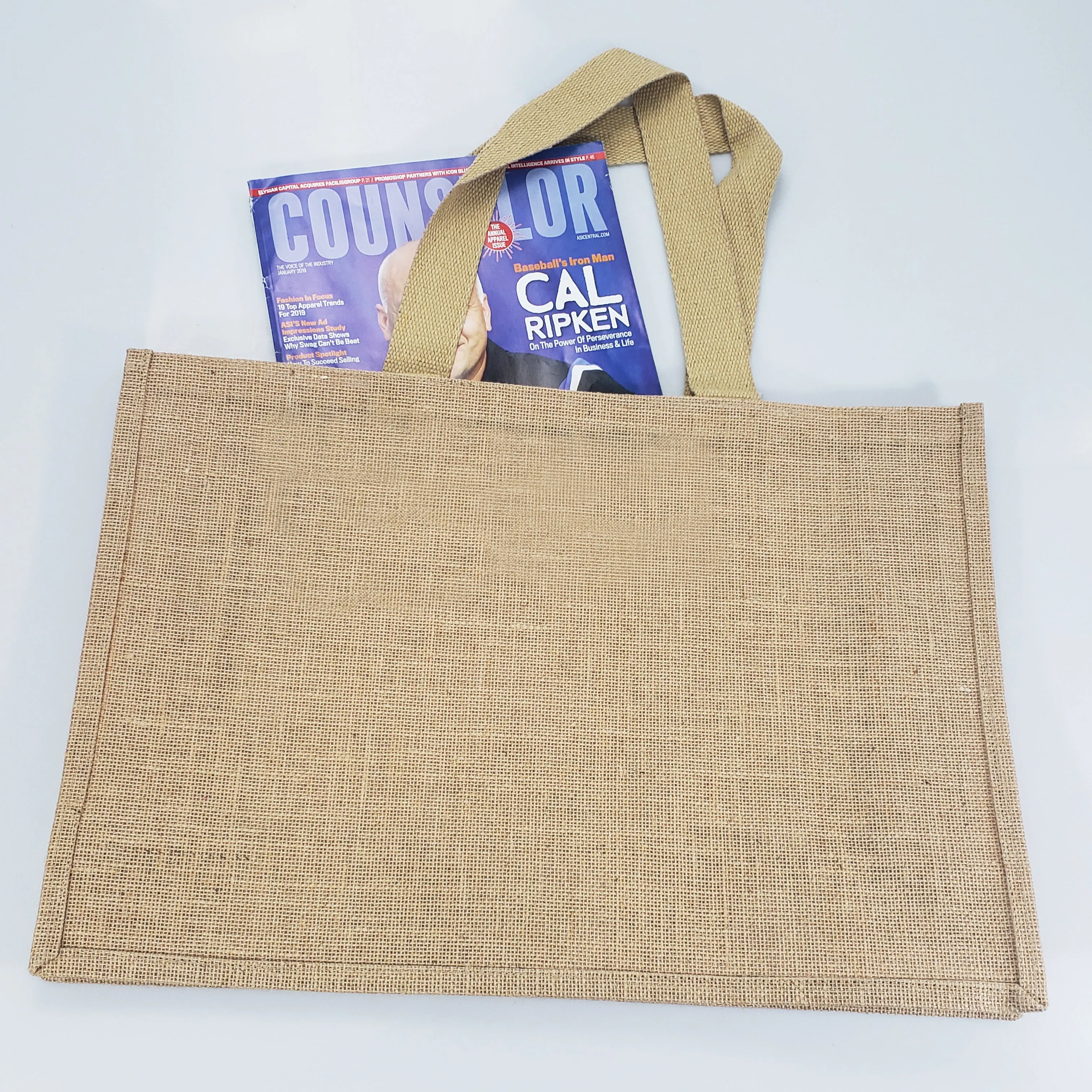 48 ct Extra Large Jute - Burlap Shopping Tote Bags - TJ879 - Case