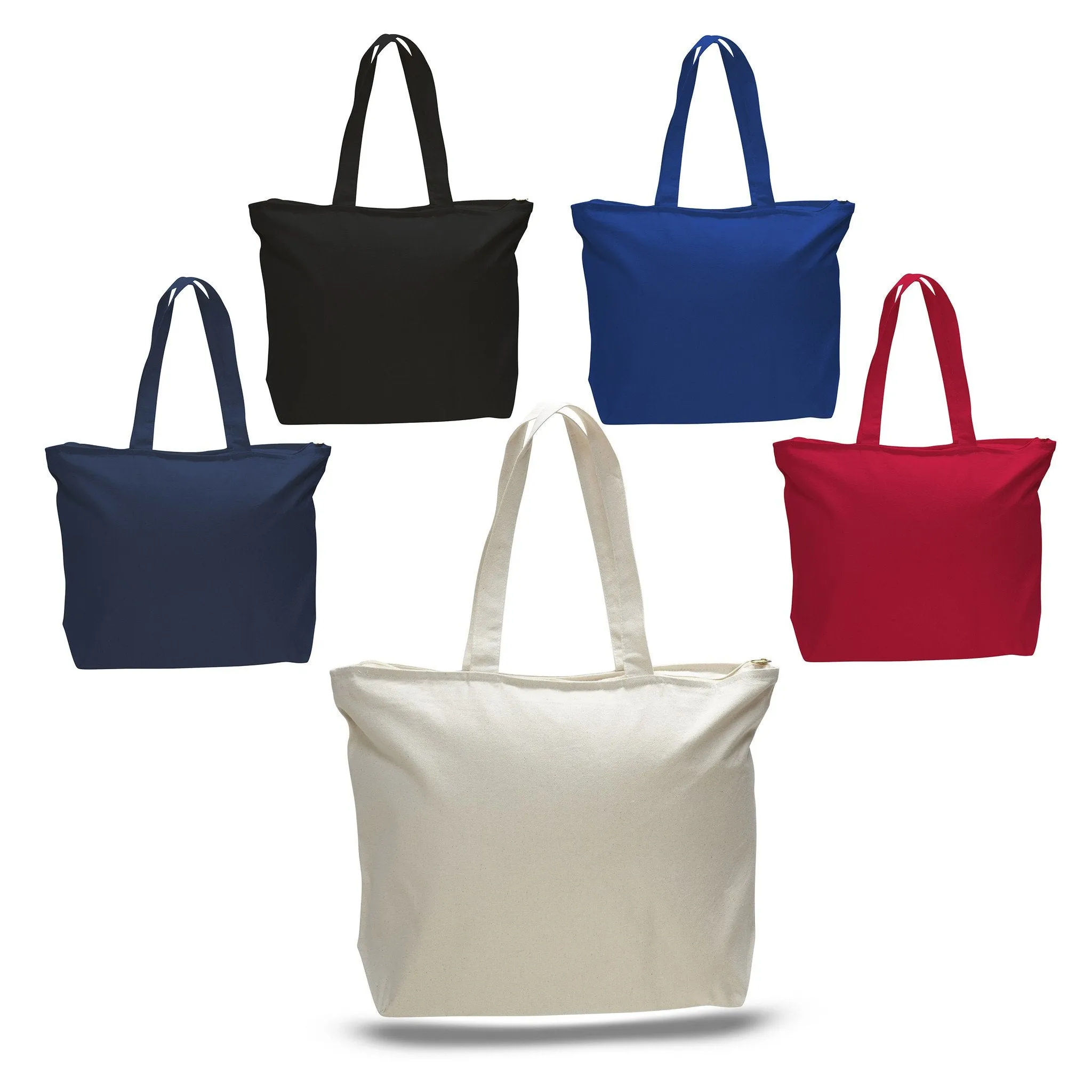 60 ct Heavy Canvas Zipper Tote Bag with Inside Zippered Pocket - By Case