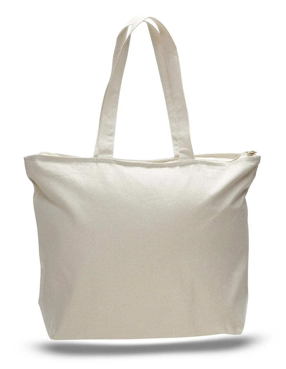 60 ct Heavy Canvas Zipper Tote Bag with Inside Zippered Pocket - By Case