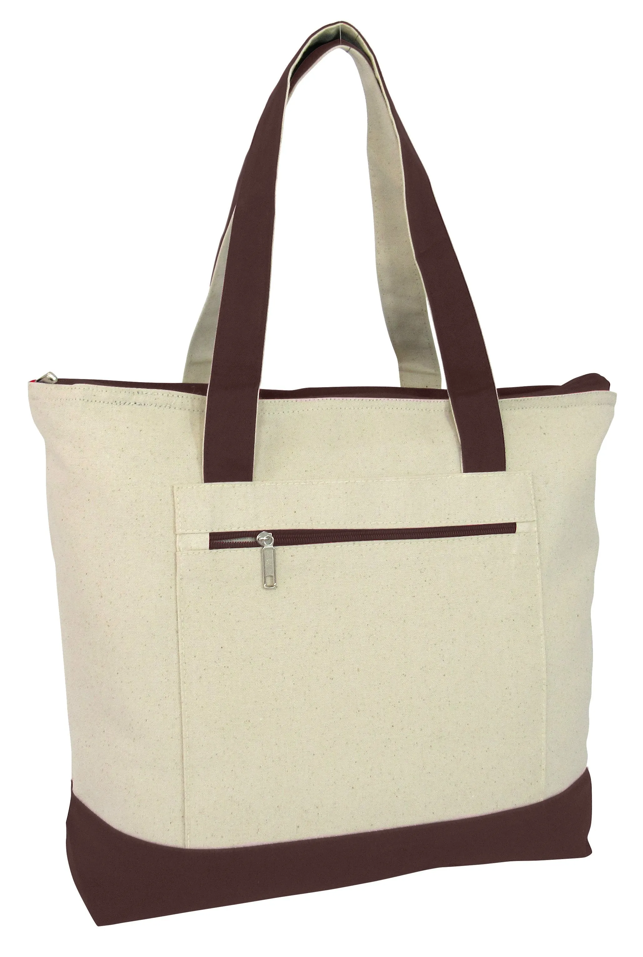 72 ct Heavy Canvas Zippered Shopping Tote Bags - By Case