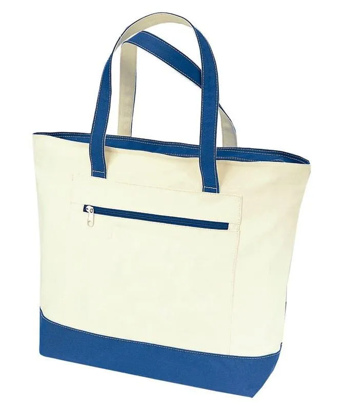 72 ct Heavy Canvas Zippered Shopping Tote Bags - By Case