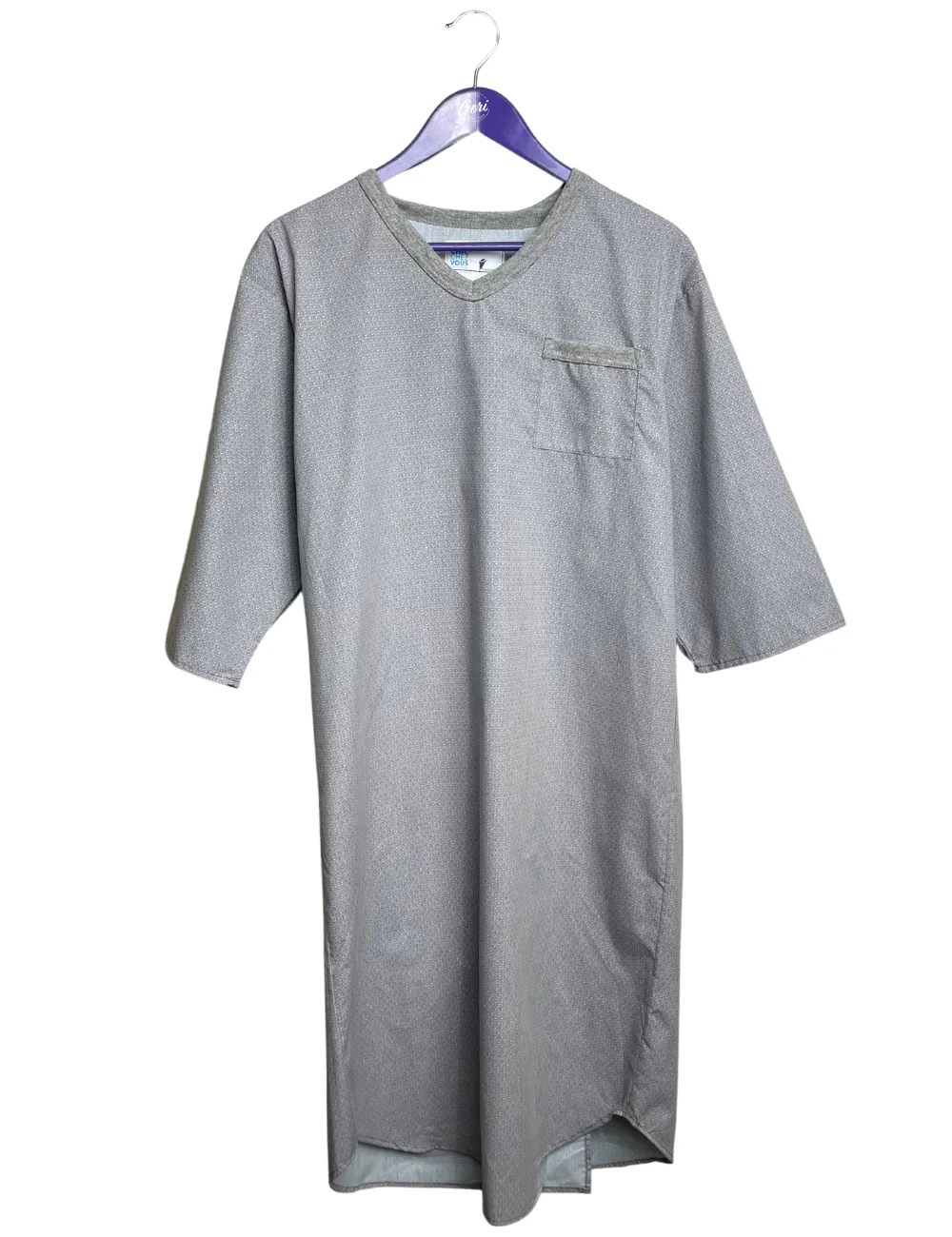 Adaptive Poly-Cotton V-Neck Nightshirt