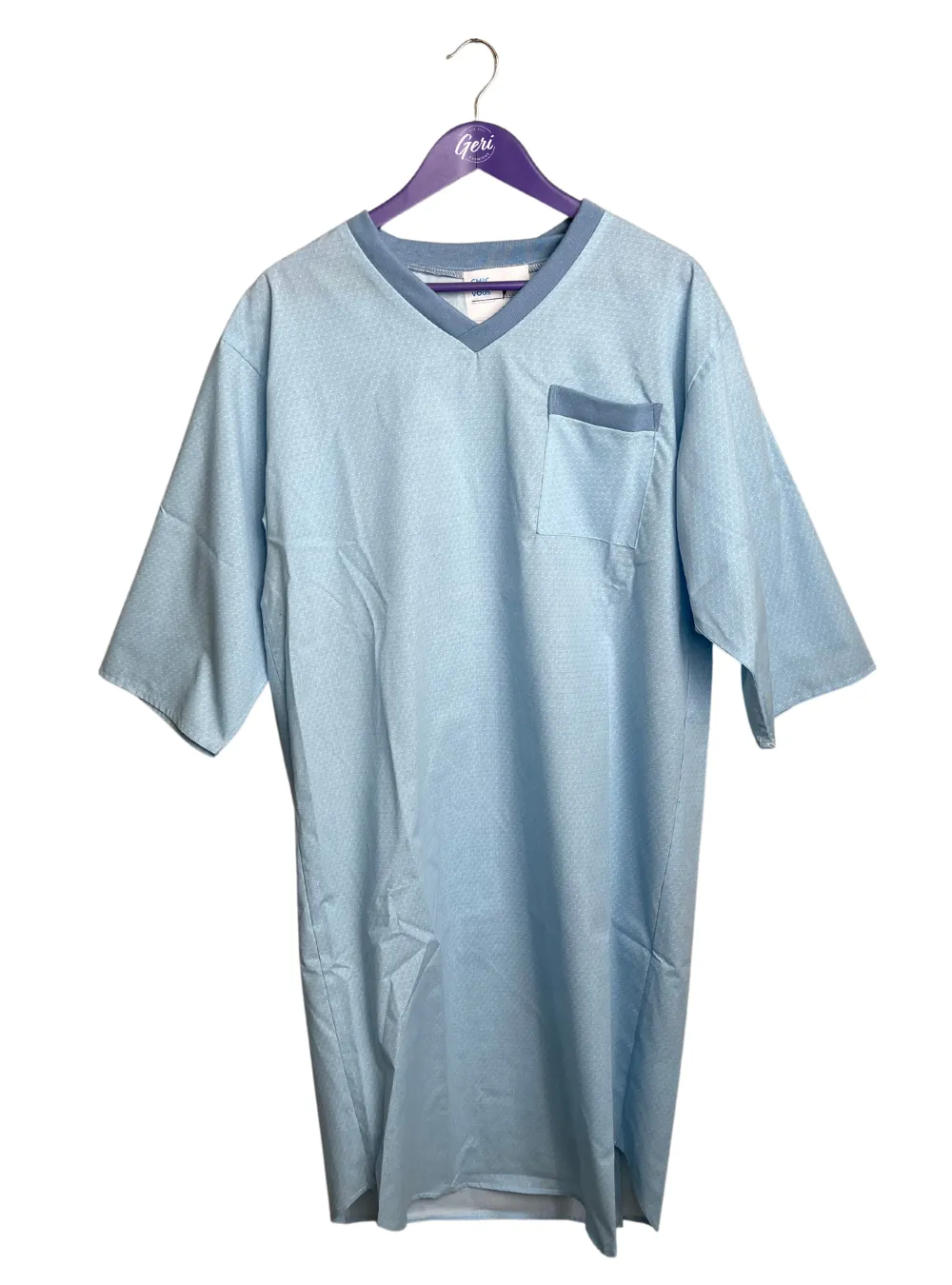 Adaptive Poly-Cotton V-Neck Nightshirt