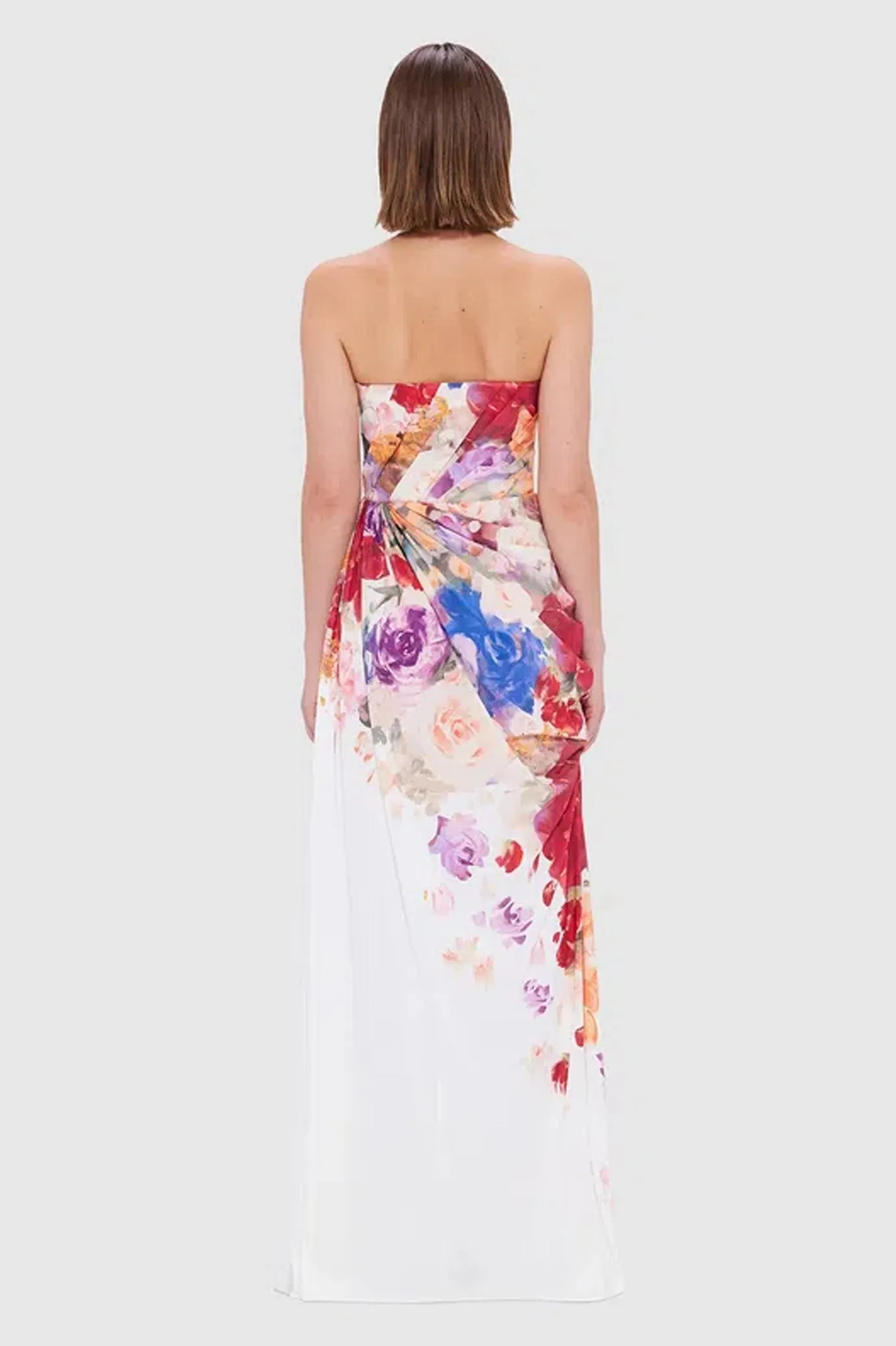 Anastasia Bustier Gown Fleur Print by Leo Lin