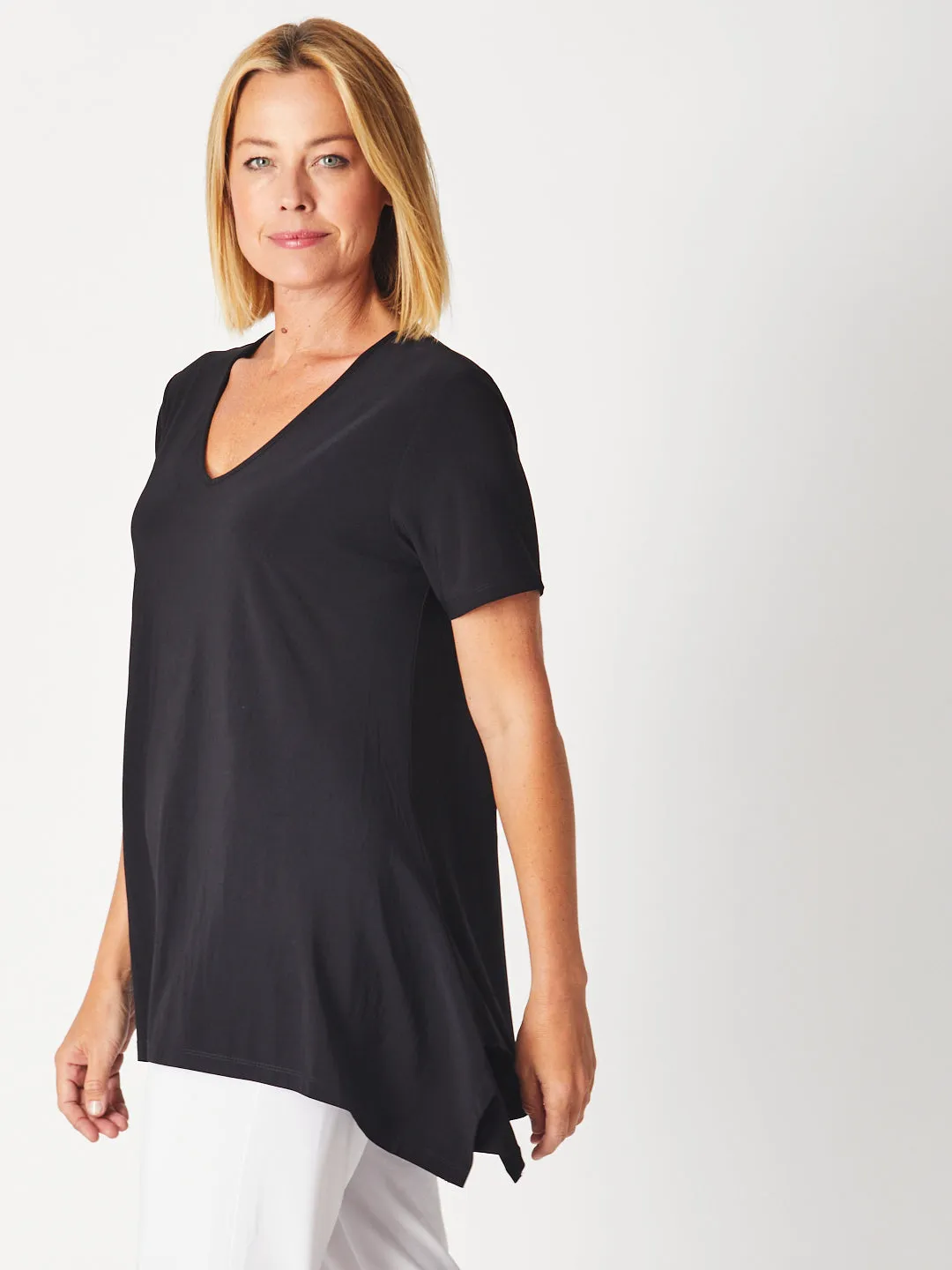 Andrea V Short Sleeve Top - Black -26233