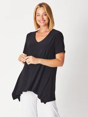 Andrea V Short Sleeve Top - Black -26233