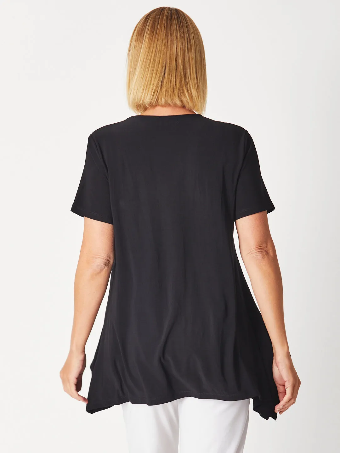 Andrea V Short Sleeve Top - Black -26233