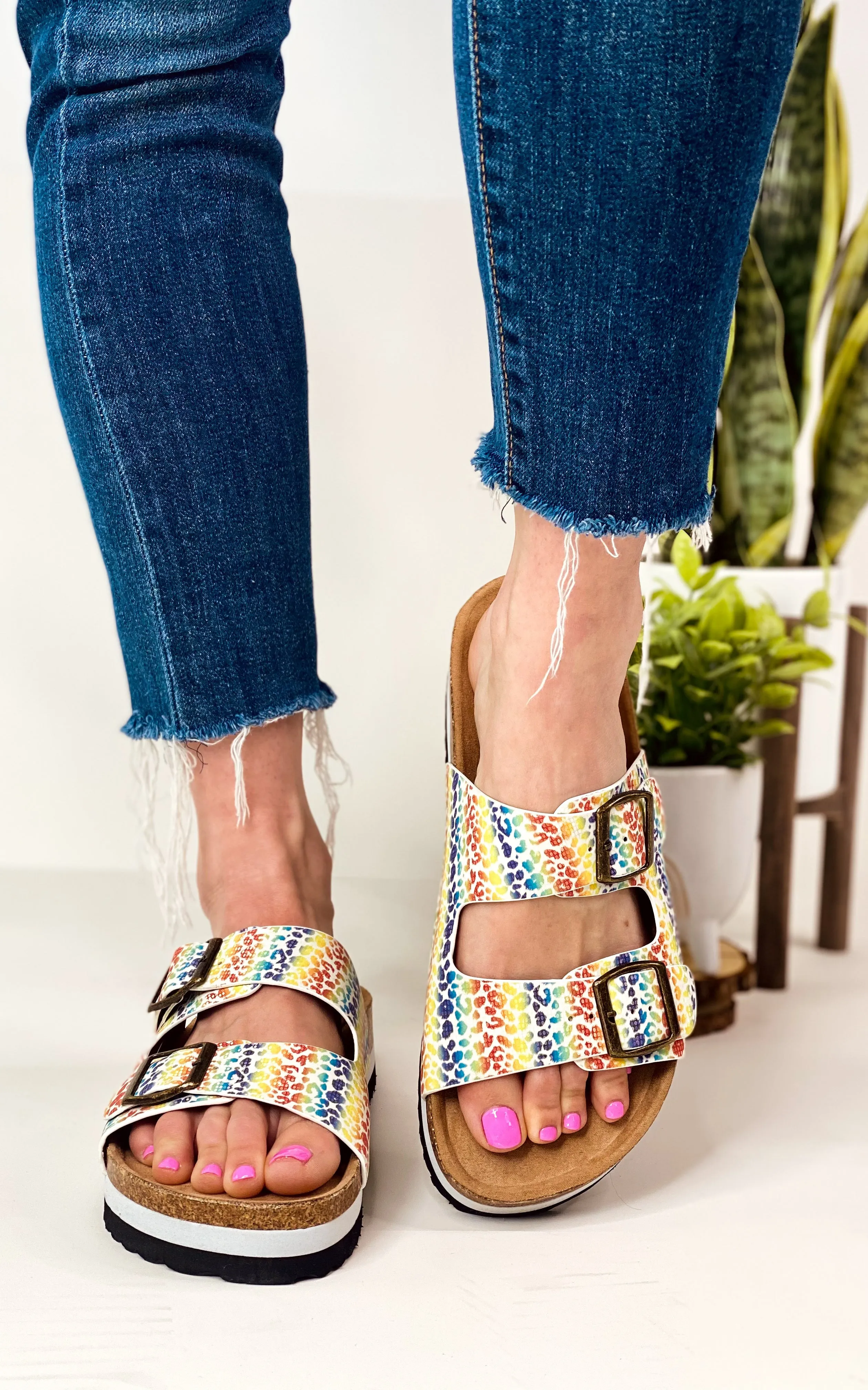 Beach Babe Sandals - Rainbow Leopard