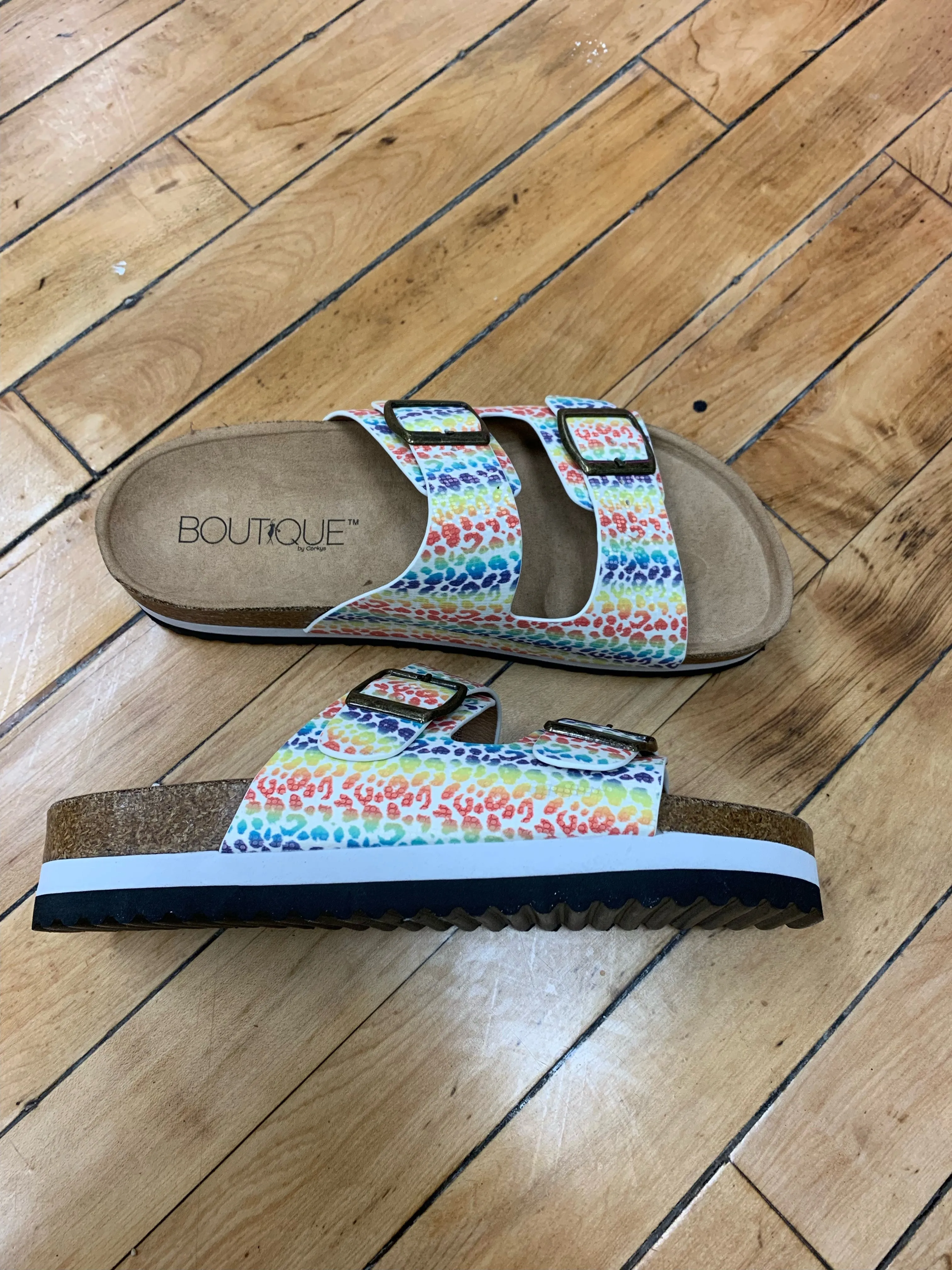 Beach Babe Sandals - Rainbow Leopard