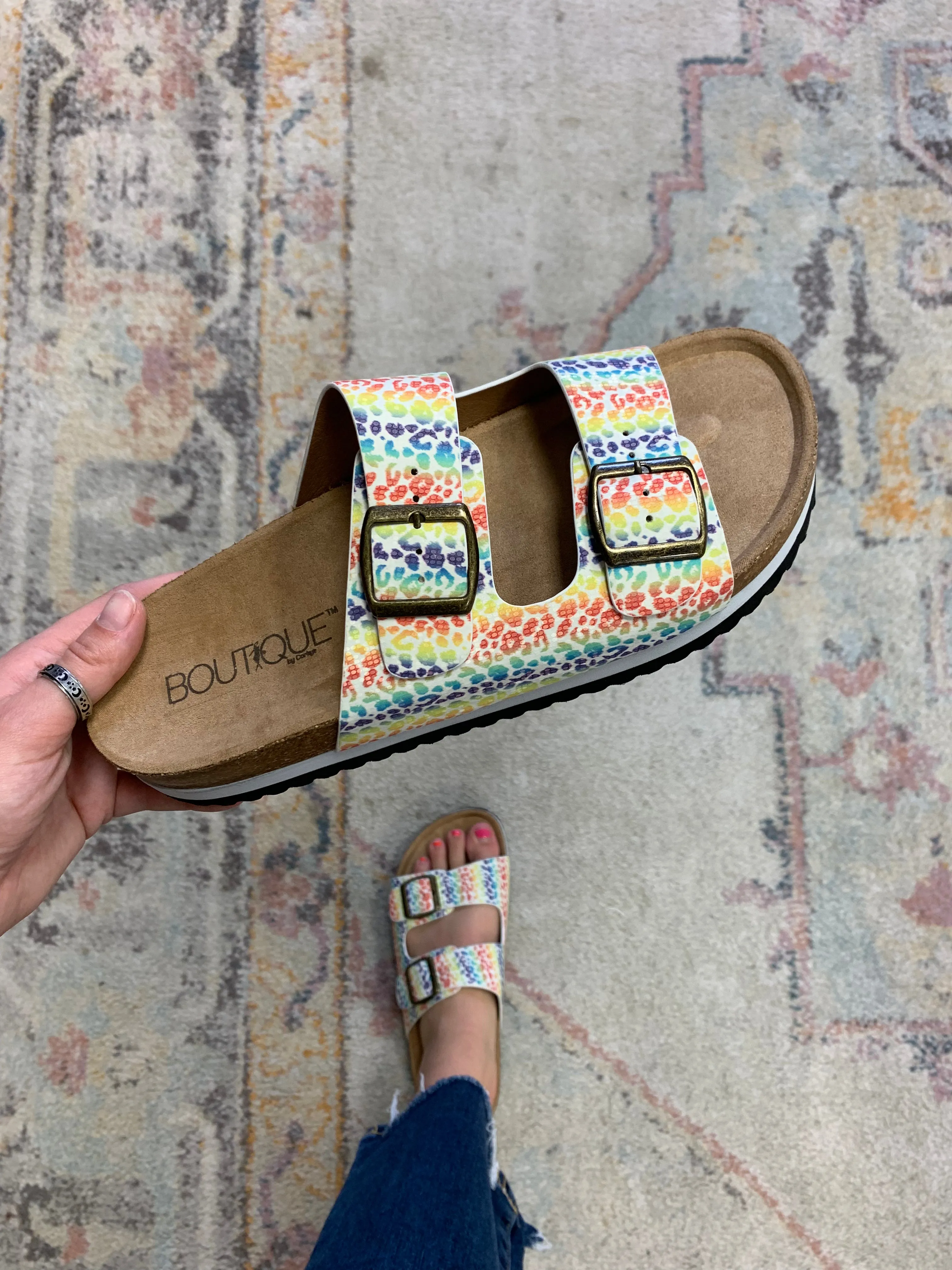 Beach Babe Sandals - Rainbow Leopard