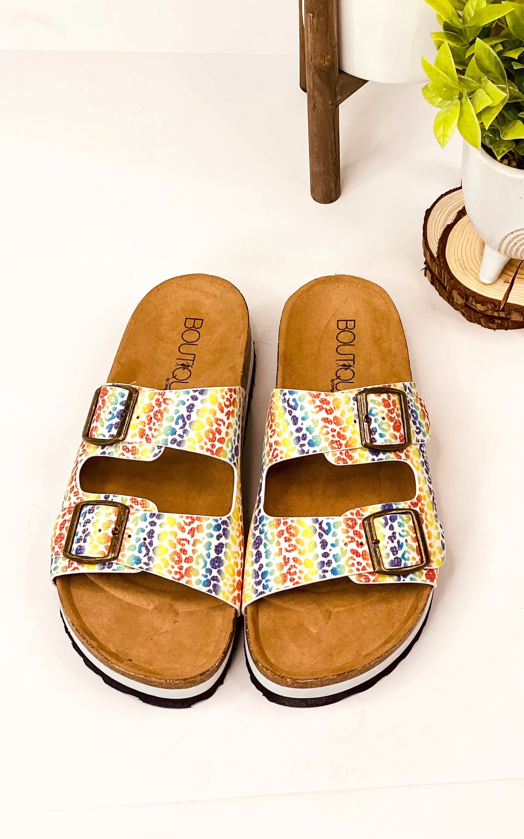 Beach Babe Sandals - Rainbow Leopard