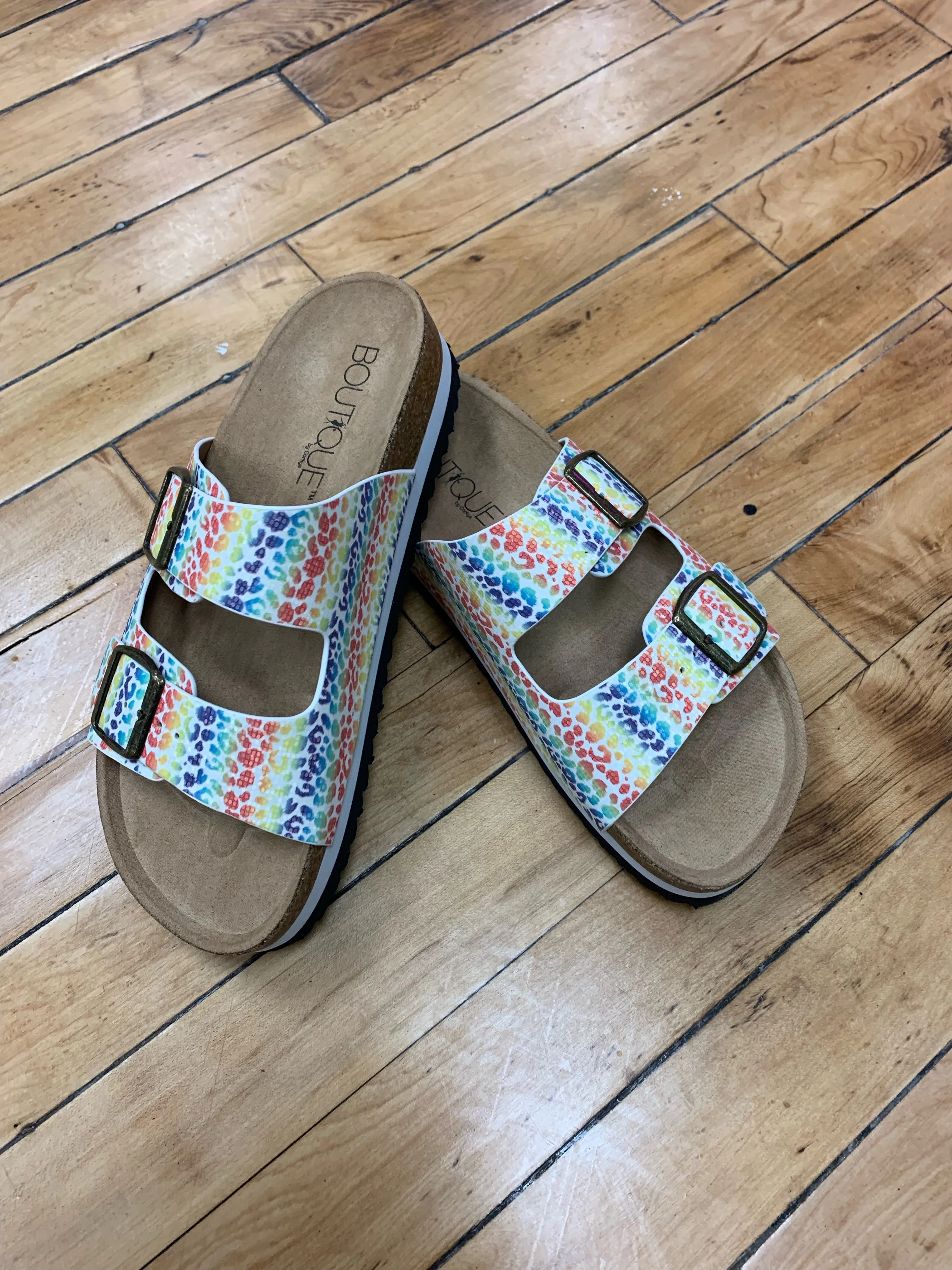 Beach Babe Sandals - Rainbow Leopard