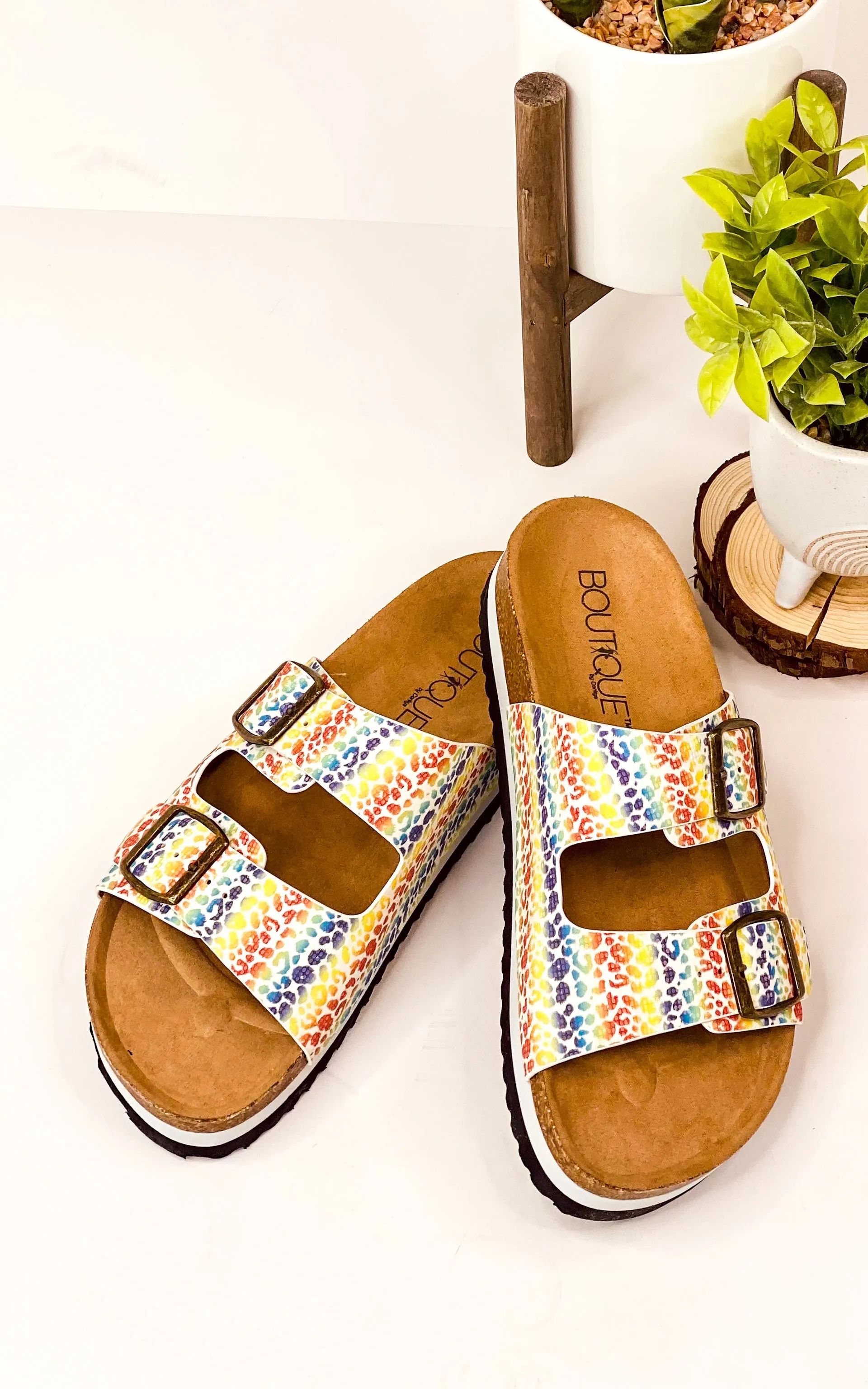 Beach Babe Sandals - Rainbow Leopard