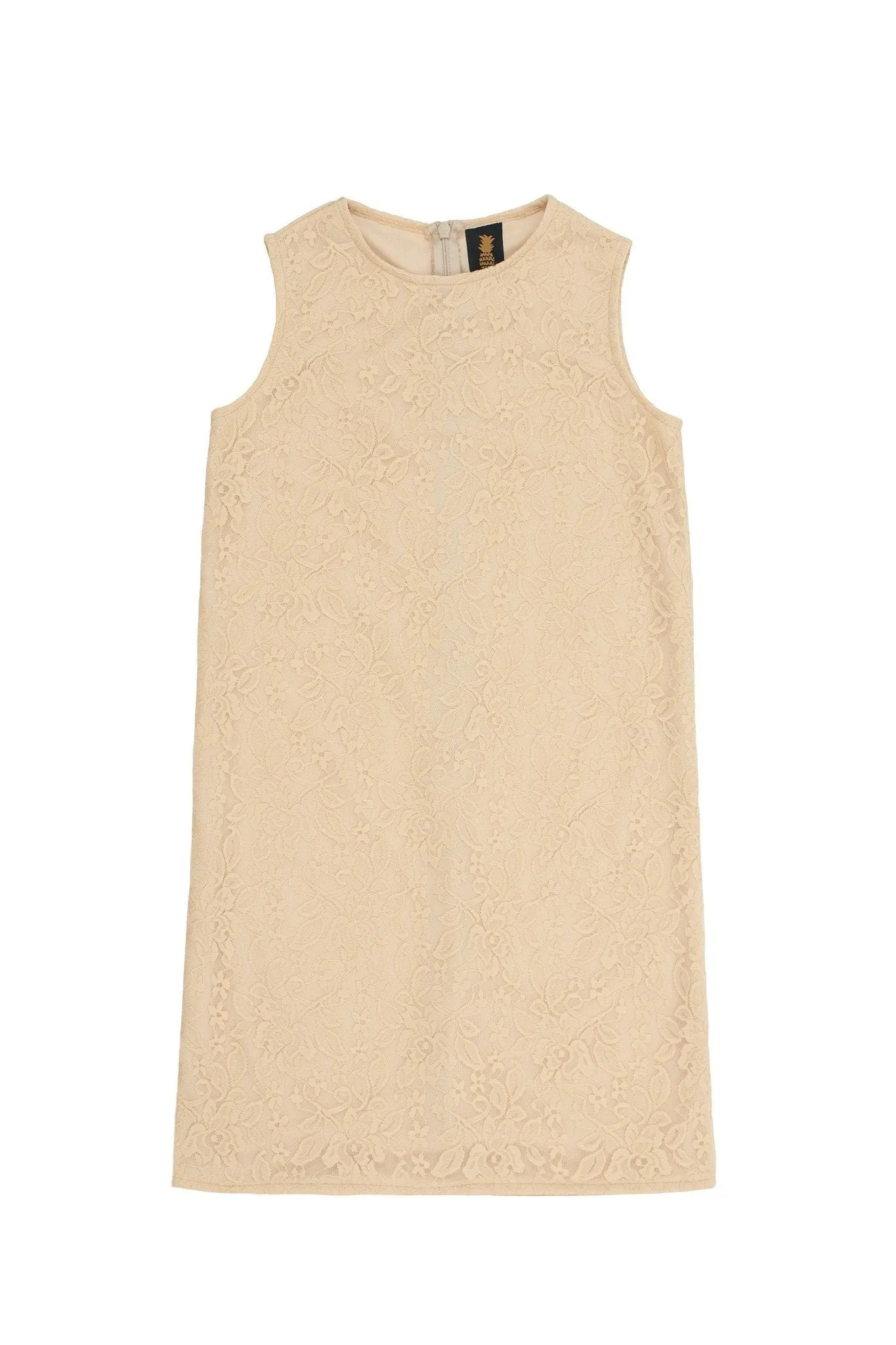 Beige Stretchy Lace Sleeveless Cocktail Party Mother Daughter Dress