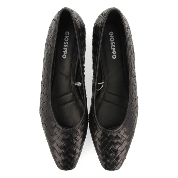 BLACK WOVEN LEATHER ULTRA CHIC BALLERINAS