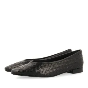 BLACK WOVEN LEATHER ULTRA CHIC BALLERINAS