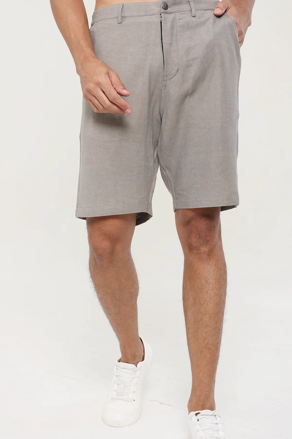 Brown color Linen Cotton plain shorts | stylematters