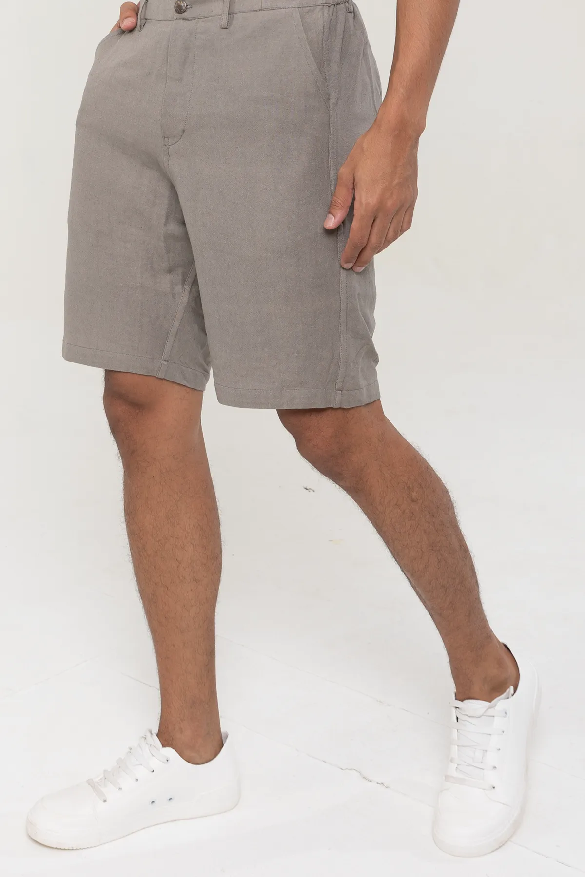 Brown color Linen Cotton plain shorts | stylematters