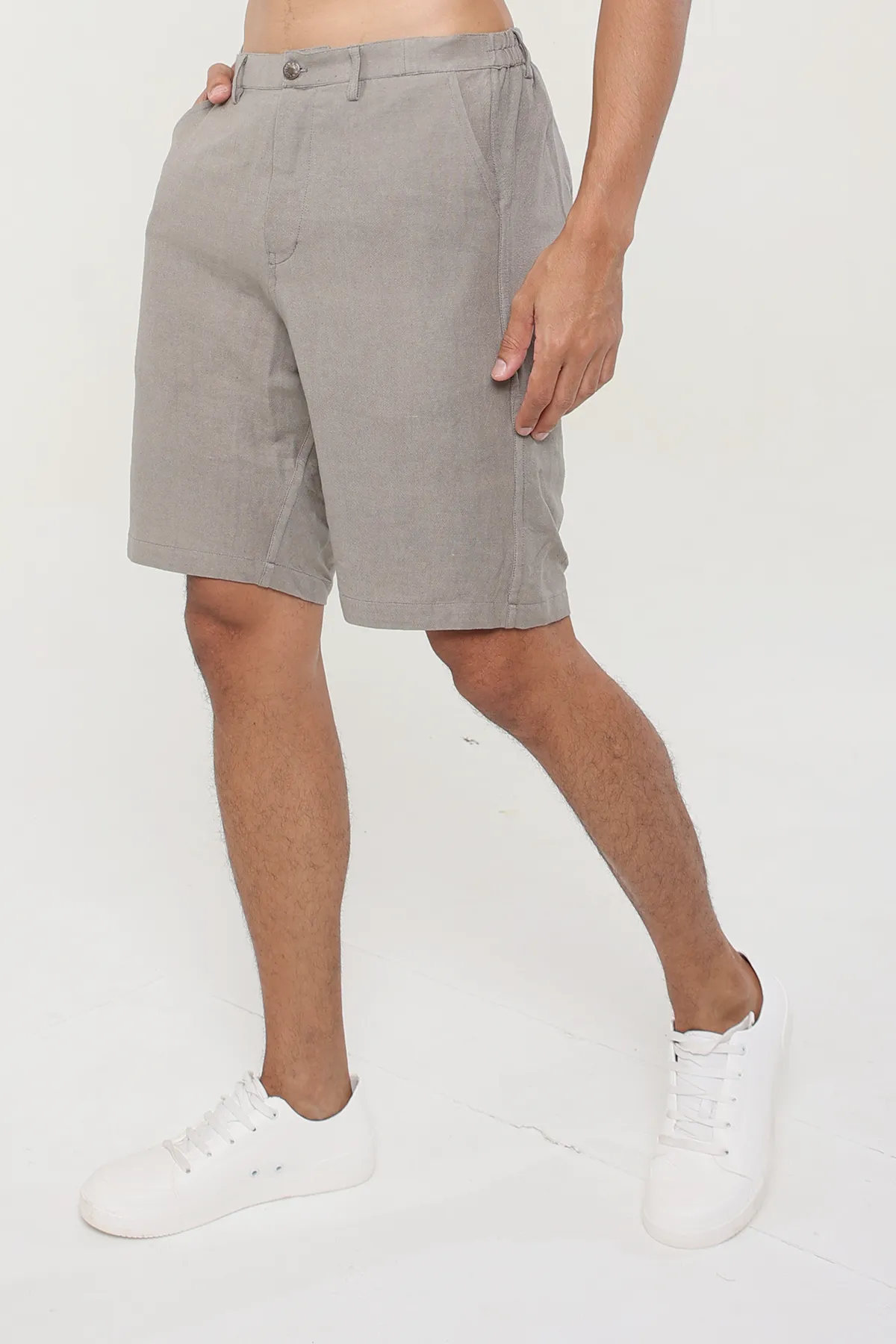 Brown color Linen Cotton plain shorts | stylematters