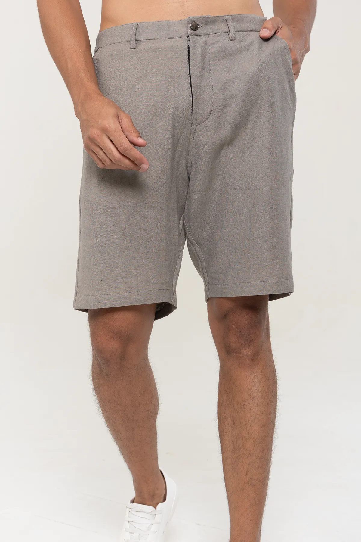 Brown color Linen Cotton plain shorts | stylematters