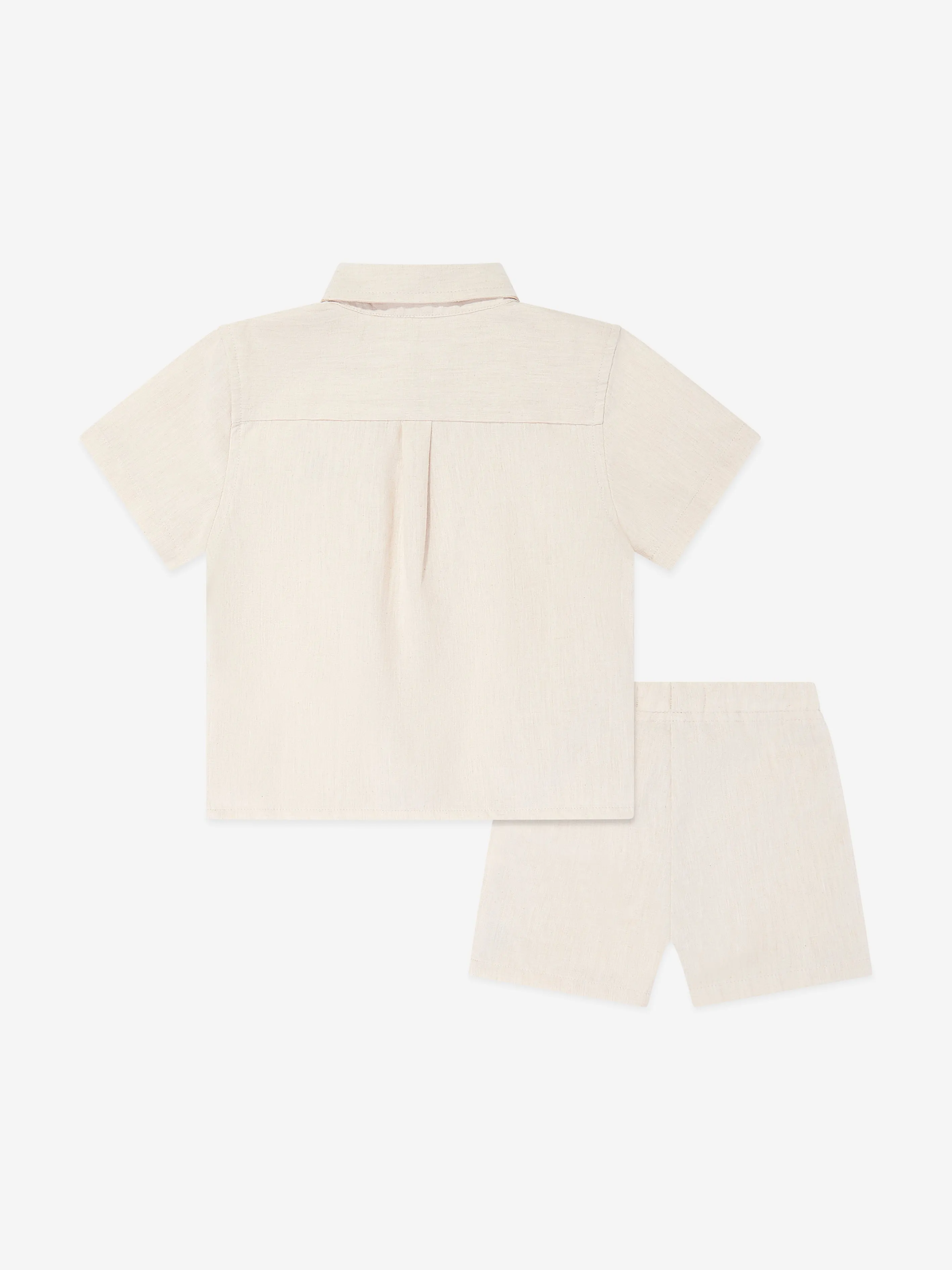 Calvin Klein Baby Boys Linen Blend Shorts Set in Beige