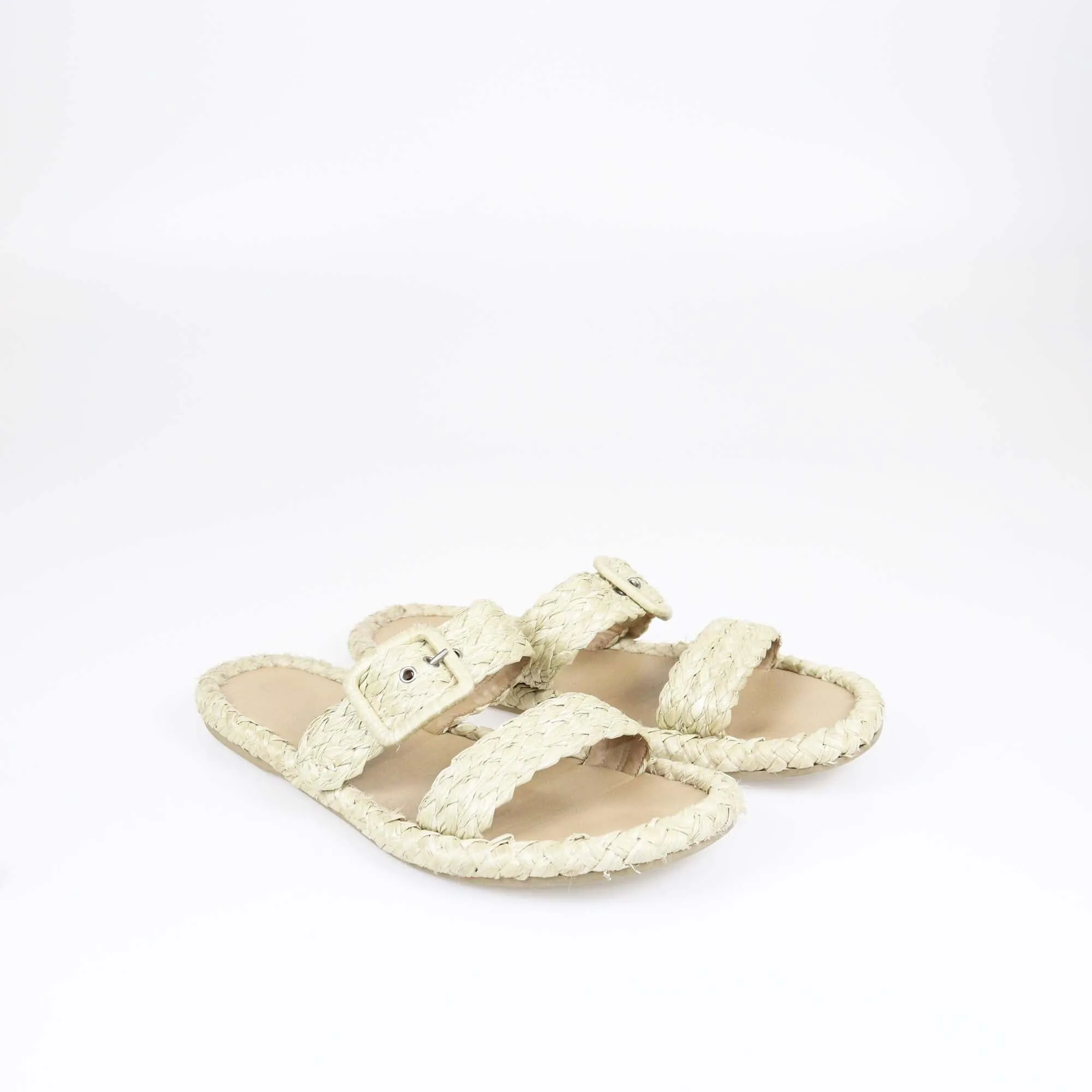 Christian Dior Natural Woven Flat Slides