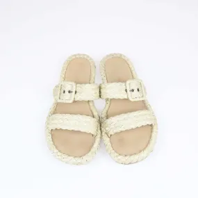 Christian Dior Natural Woven Flat Slides