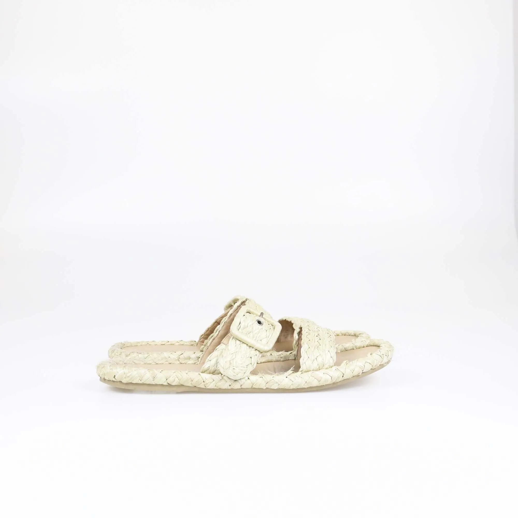 Christian Dior Natural Woven Flat Slides