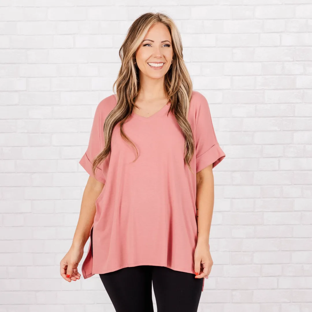 Comfy Travels Top, Dusty Rose