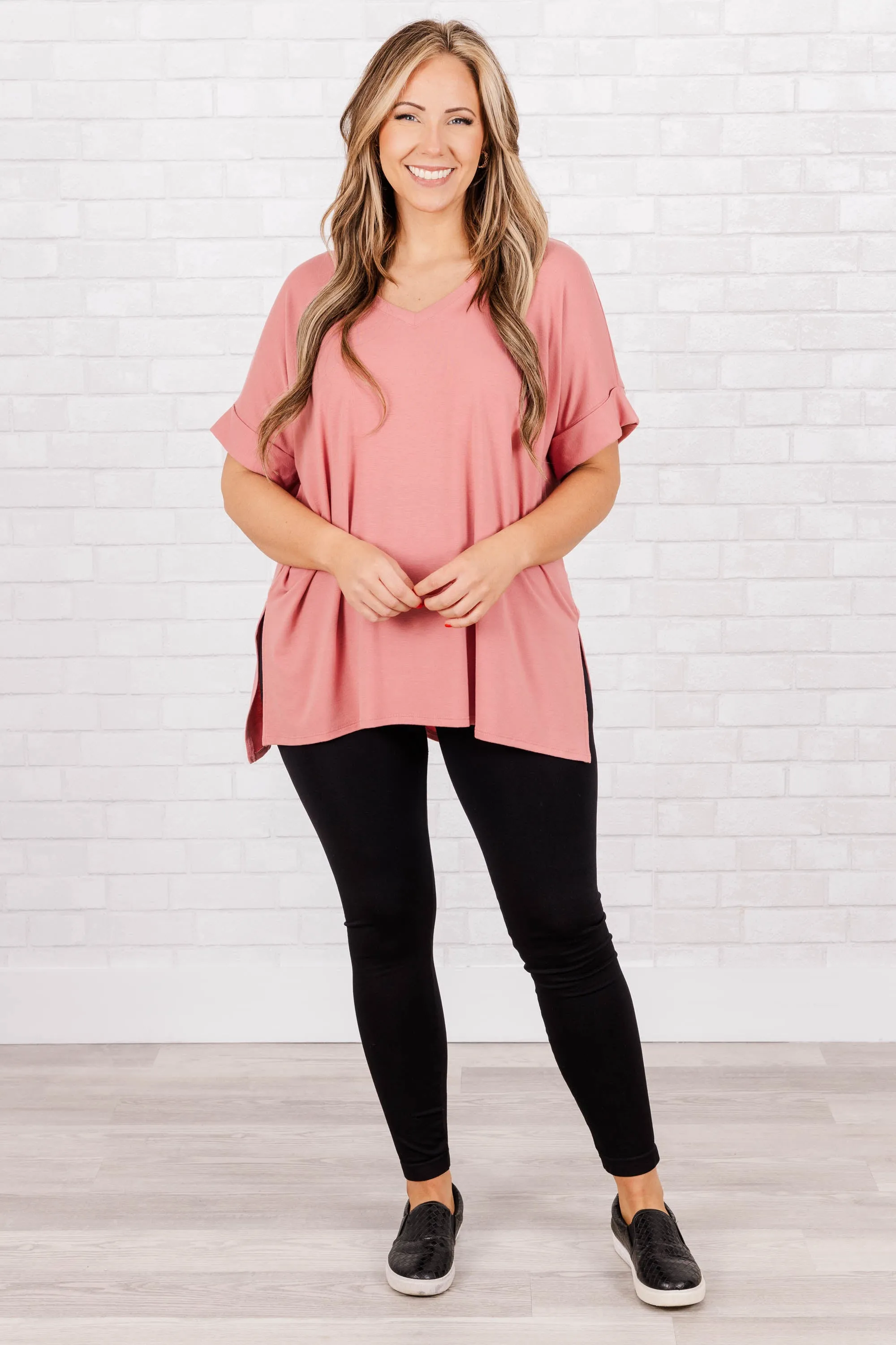 Comfy Travels Top, Dusty Rose