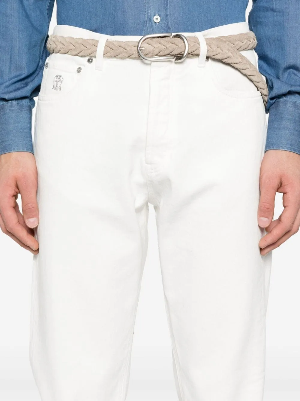 Cotton Denim Jeans With Belt Loops