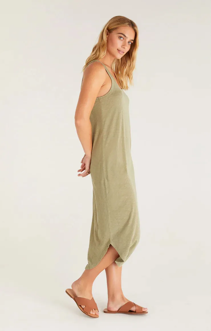 Easy Going Cotton Slub Midi Dress | Blue & Olive