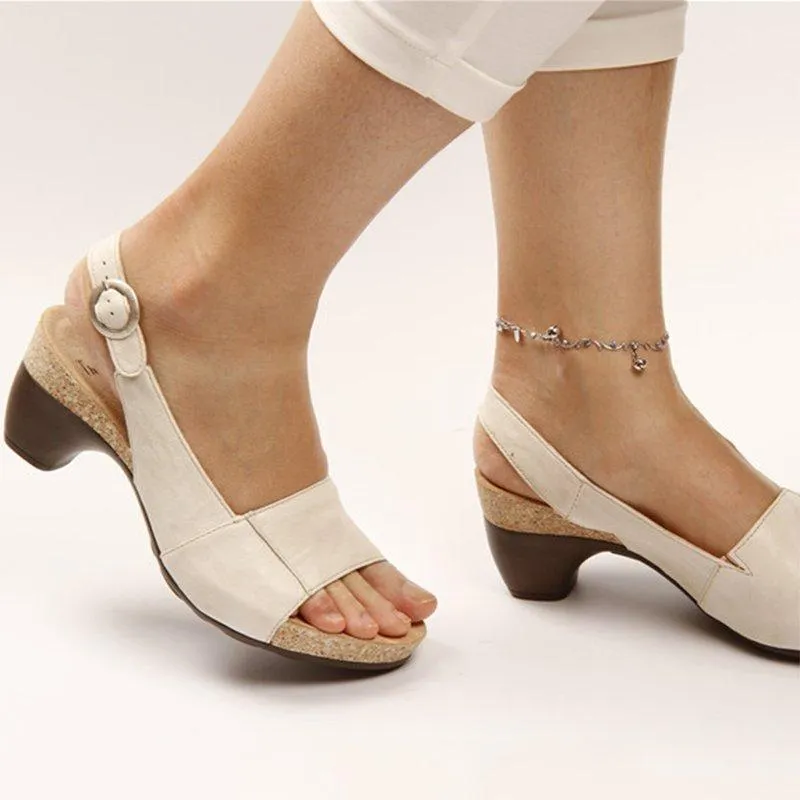 elveswallet Elegant Low Chunky Heel Comfy Sandals