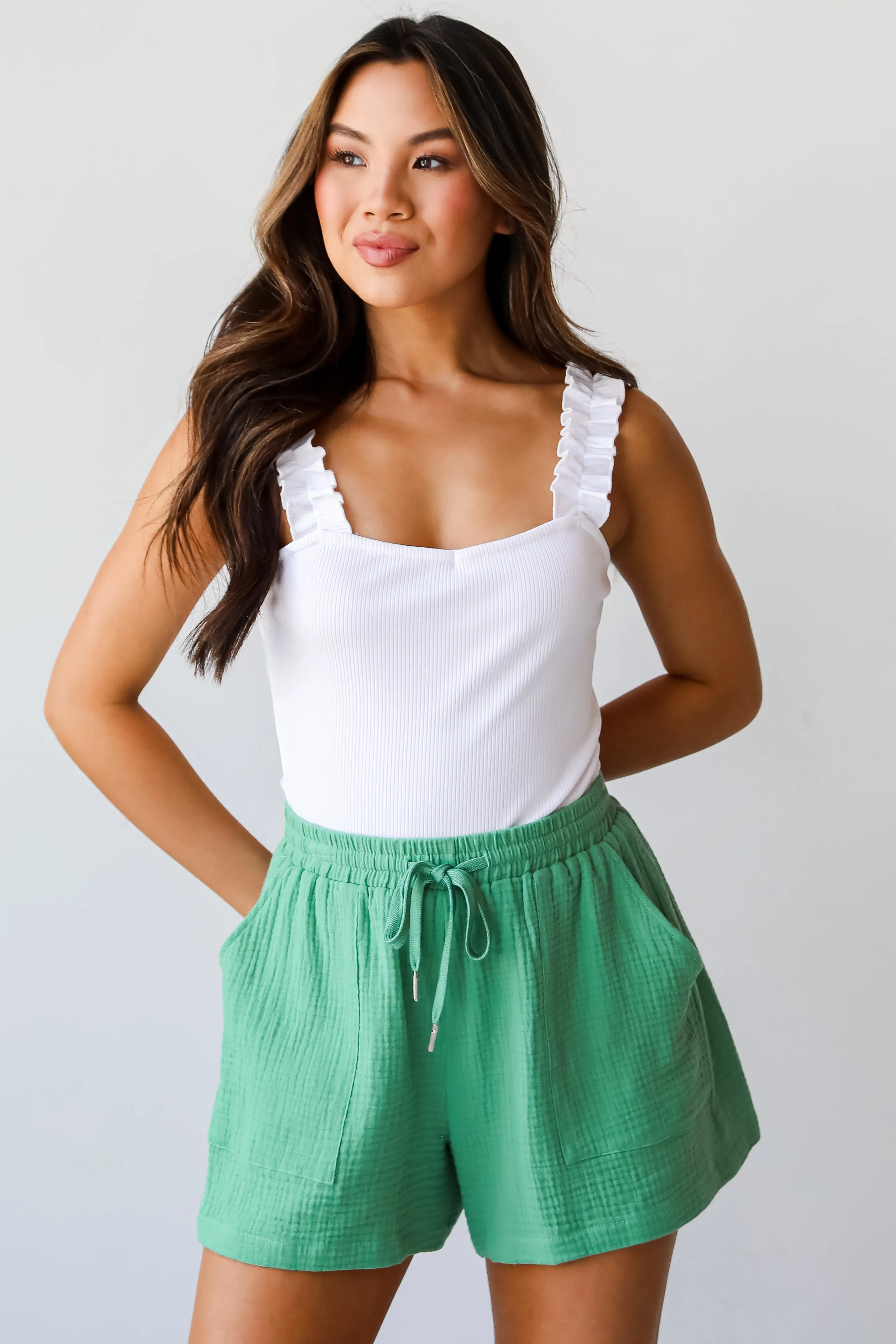 FINAL SALE - Modern Delight Green Linen Shorts - DU DEAL