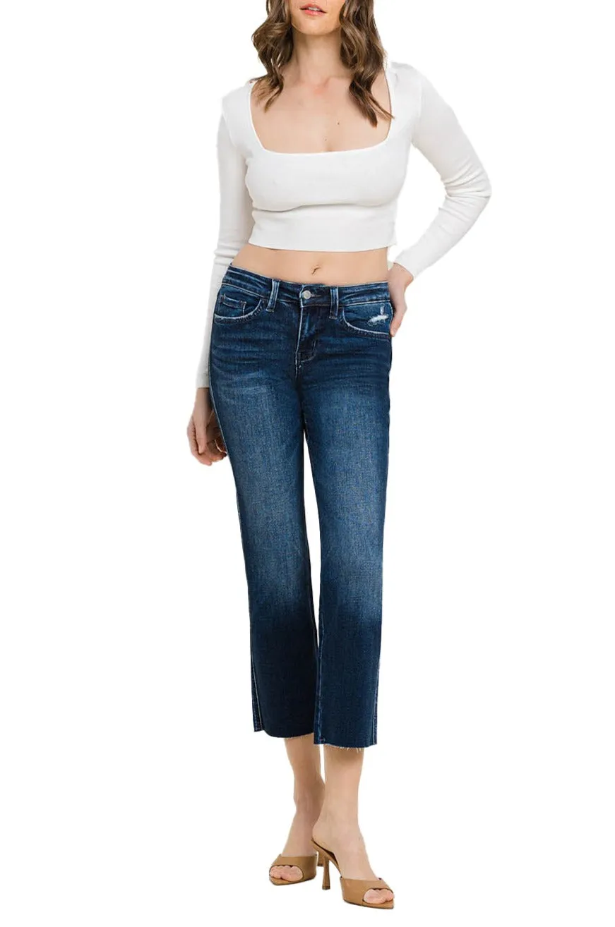 Flying Monkey - Mid Rise Cropped Straight Jeans - BY4499A