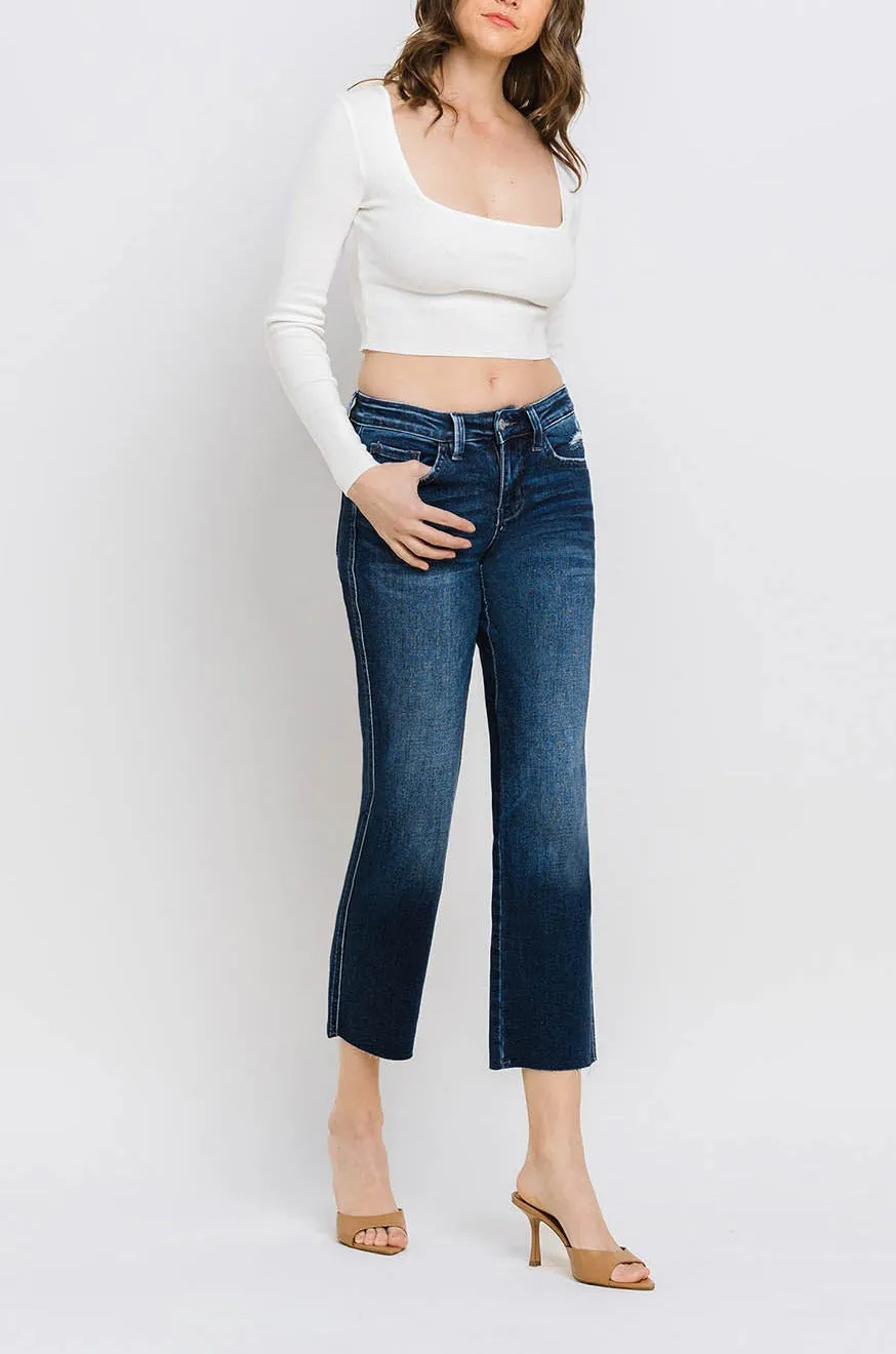 Flying Monkey - Mid Rise Cropped Straight Jeans - BY4499A