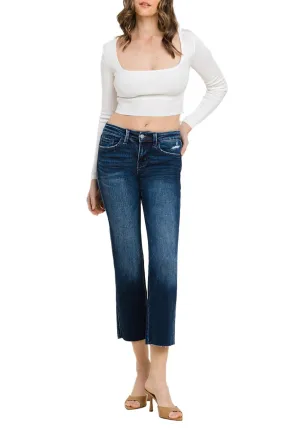 Flying Monkey - Mid Rise Cropped Straight Jeans - BY4499A