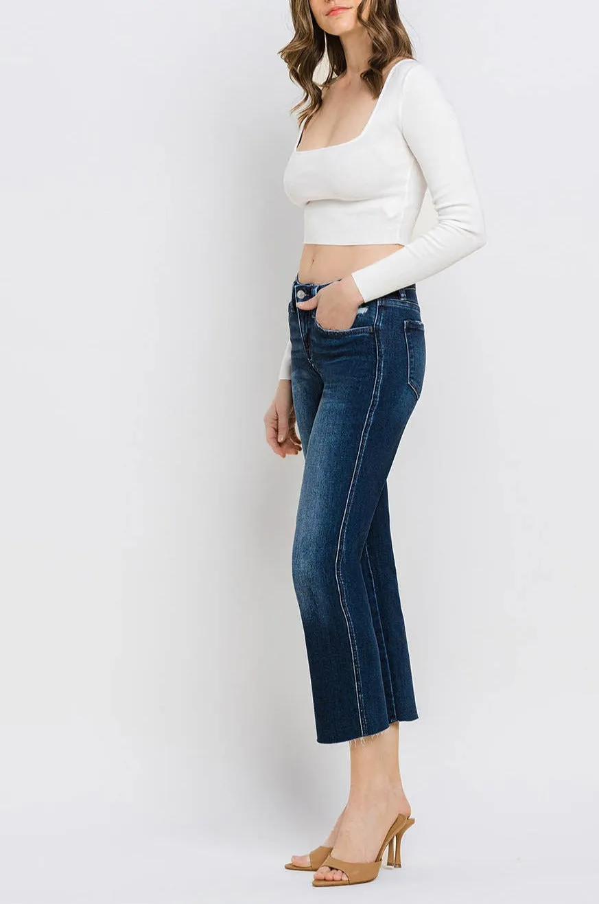 Flying Monkey - Mid Rise Cropped Straight Jeans - BY4499A