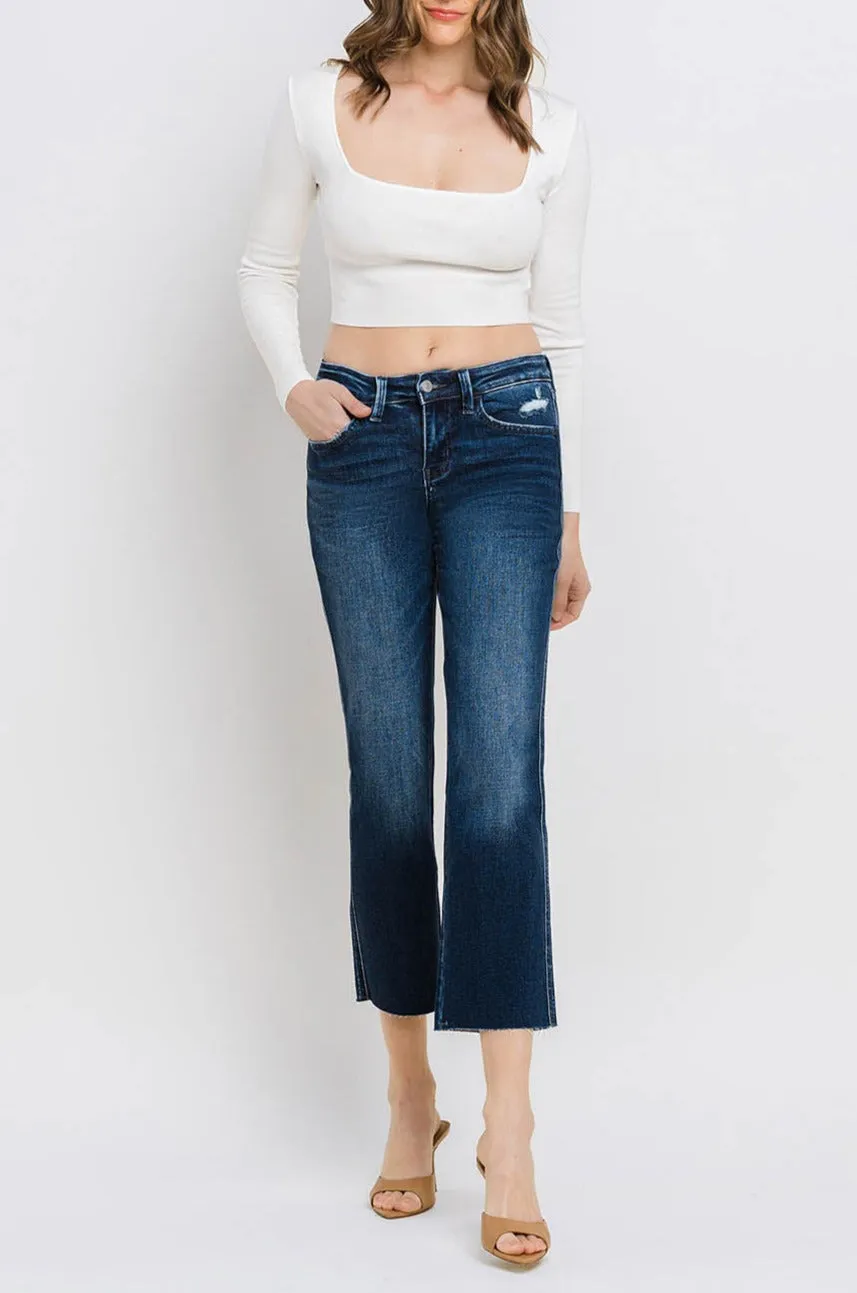 Flying Monkey - Mid Rise Cropped Straight Jeans - BY4499A