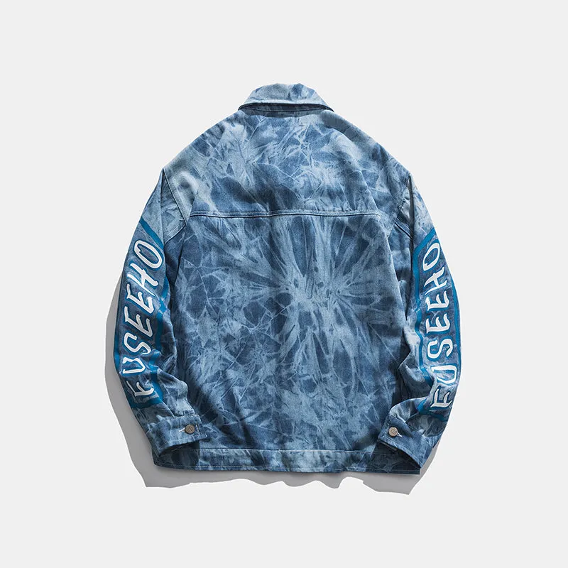 FUSEEHO DEVILRAY TIE DYED DENIM JEAN UNISEX JACKET