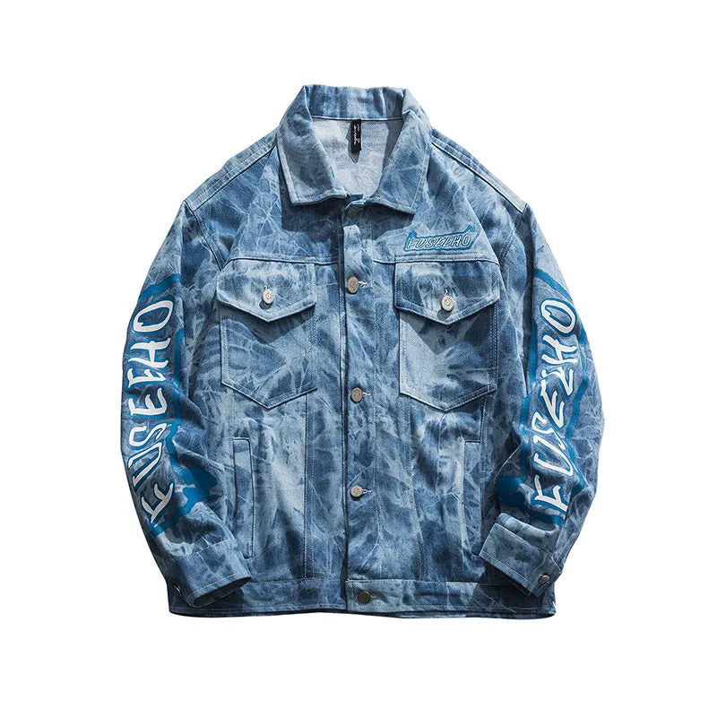 FUSEEHO DEVILRAY TIE DYED DENIM JEAN UNISEX JACKET