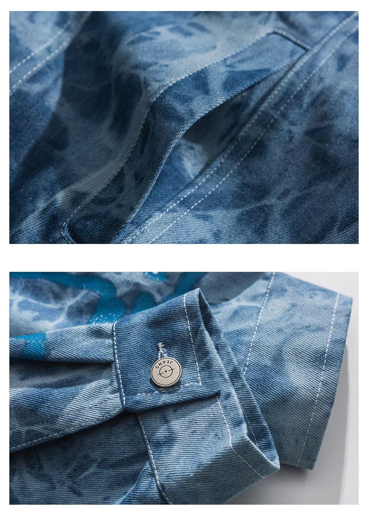 FUSEEHO DEVILRAY TIE DYED DENIM JEAN UNISEX JACKET