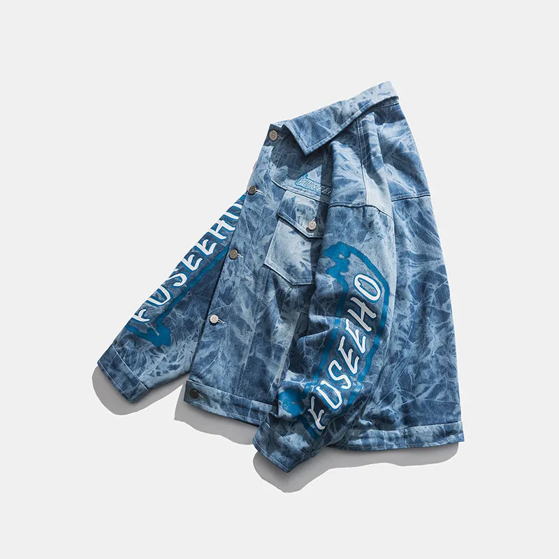 FUSEEHO DEVILRAY TIE DYED DENIM JEAN UNISEX JACKET