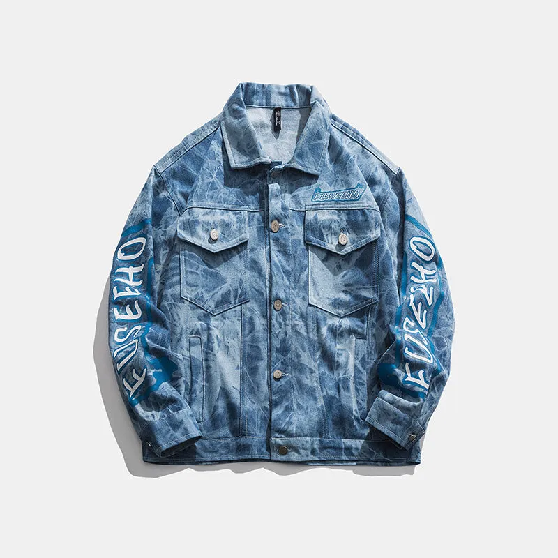 FUSEEHO DEVILRAY TIE DYED DENIM JEAN UNISEX JACKET