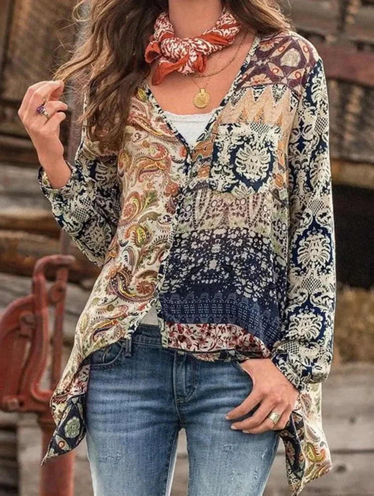 Glamorous Stylish Unique Long Sleeve V-neck Blouses