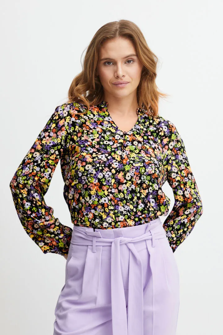 Ibane V Neck Blouse - Purple Corallites Mix